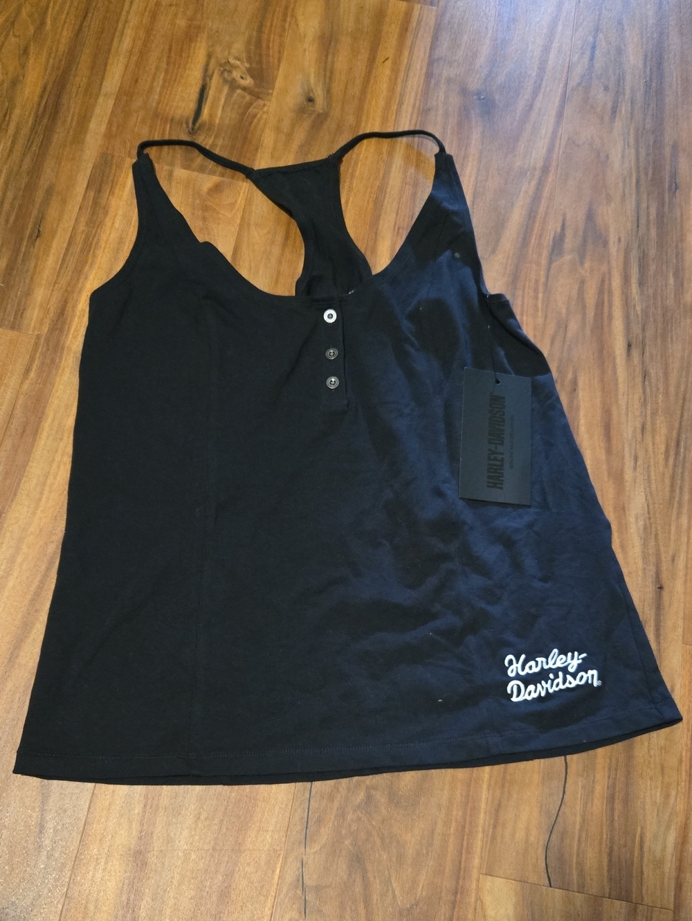 Harley-Davidson Black Racerback Tank with Front Buttons